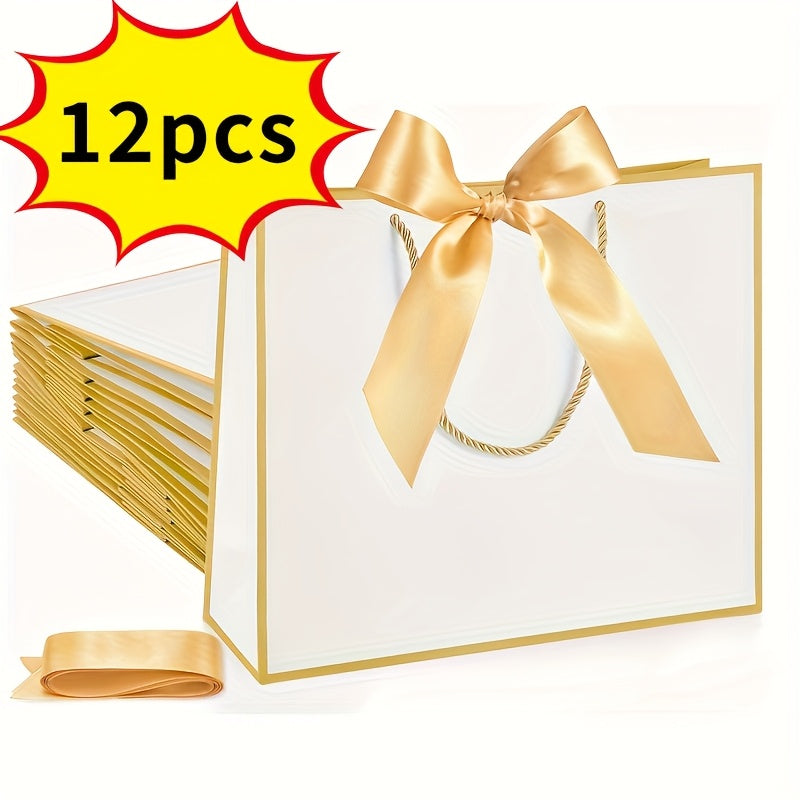 Gift Bags with Handles for Party Favors - Butterfly Ribbon Thank You Bags Wedding Baby Shower Birthday Bridesmaid Housewarming Autumn Celebration Elegant Packaging 12 24 36pcs