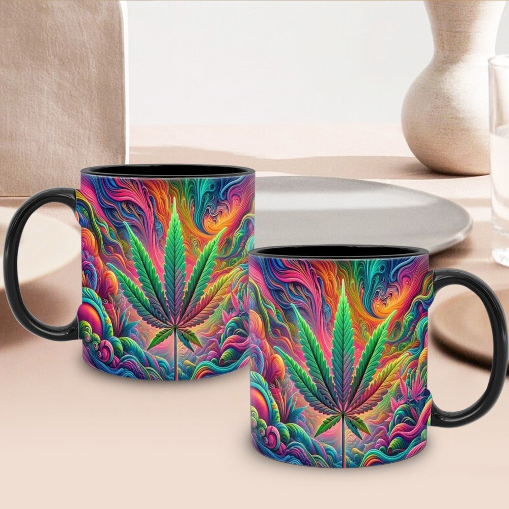 Psychedelic Print Ceramic Mug 11oz ¨C Unique Artistic Coffee Mug for Living Room Office & Cafe | Cool Gift for Friends | Novelty Tea Cup with Bold Colorful Design