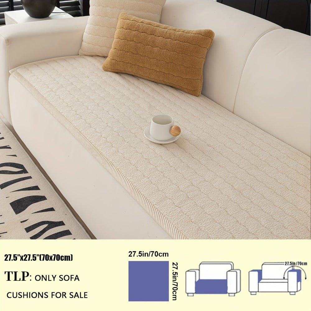 Plush Sofa Cover Bohemian Style Thickened Short Plush Non-Slip Machine Washable Pet Friendly Sofa Slipcover for Living Room Bedroom Office - Armrest Pad to 4 Seater