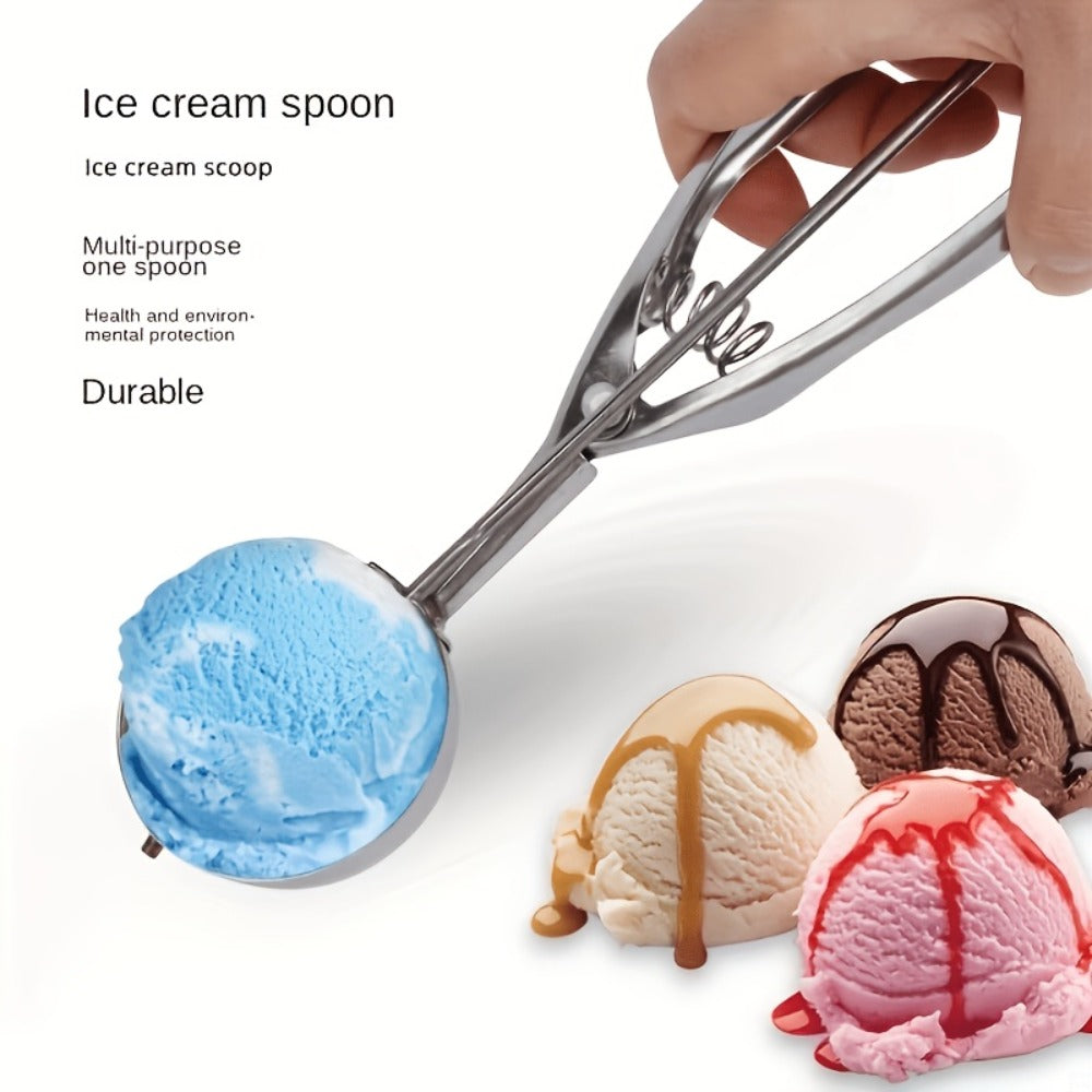 Ice Cream Scoop Set 3pcs Stainless Steel Cookie Scoop Trigger Release Fruit Scoop Watermelon Baller Dough Scoop for DIY Desserts Baking Ice Cream Shops