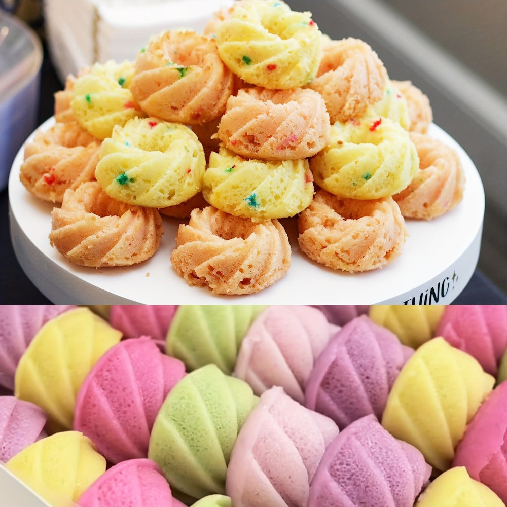 Silicone Donut Mold 48pcs, Nonstick Silicone Baking Cups with 4 Shapes (Thread, Woven, Pumpkin, Flower), Muffin Jello Bagel Pan, Oven Microwave Dishwasher Safe Silicone Baking Molds for Donuts and Cupcakes