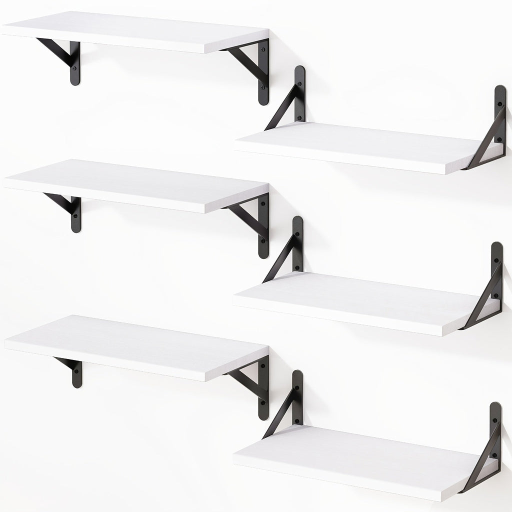 Floating Shelves for Wall ¨C 3 or 6pcs Heavy Duty Farmhouse Wall Shelves for Bedroom, Bathroom, Living Room & Kitchen Decor ¨C Long Ledge Shelf for Storage & Display (Multiple Colors & Sizes)