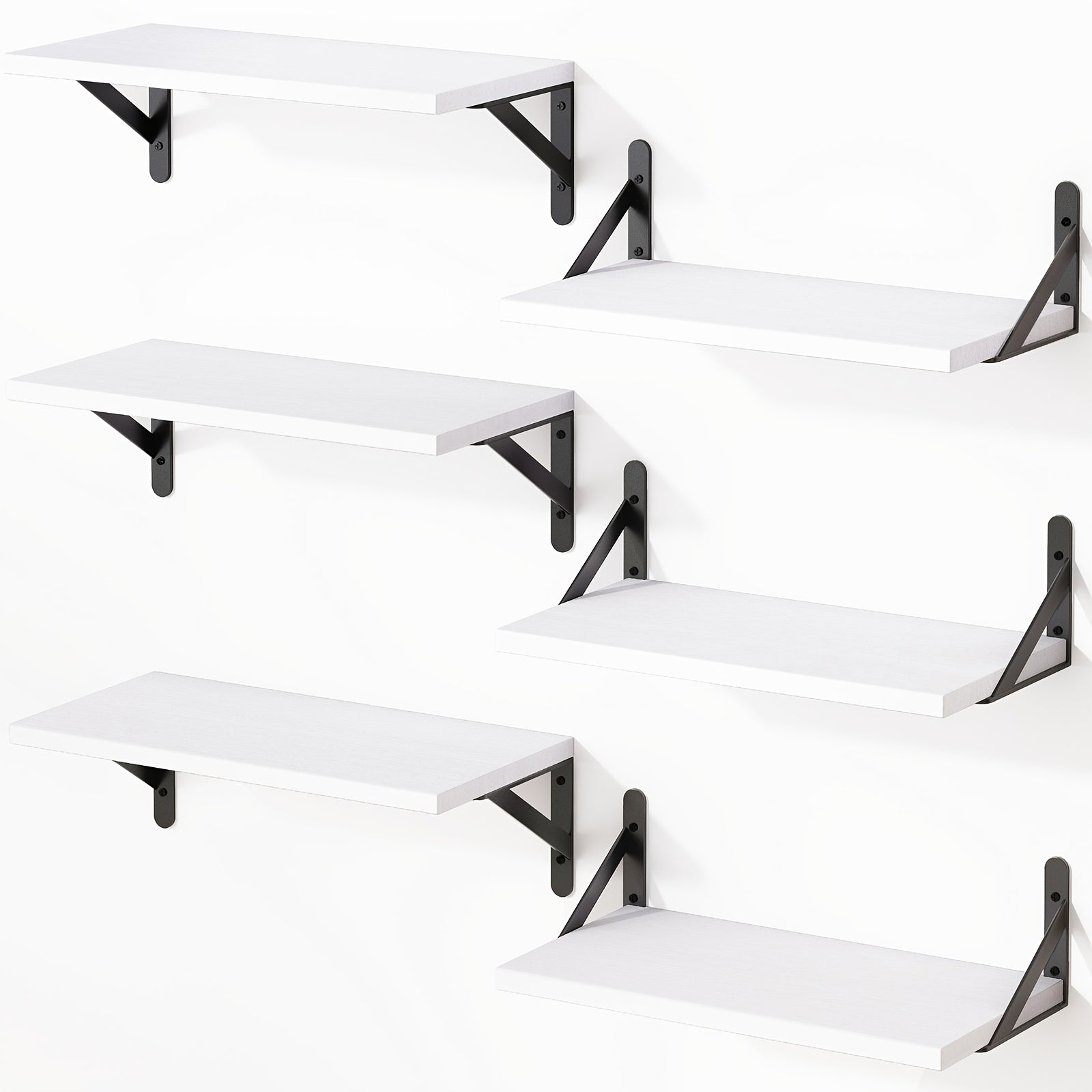 Floating Shelves for Wall ¨C 3 or 6pcs Heavy Duty Farmhouse Wall Shelves for Bedroom, Bathroom, Living Room & Kitchen Decor ¨C Long Ledge Shelf for Storage & Display (Multiple Colors & Sizes)