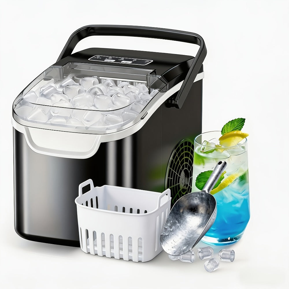 Portable Ice Maker Machine 26 Lbs/Day - Countertop Ice Maker Makes 8 Ice Cubes in 6 Minutes, 2 Ice Sizes, Self-Cleaning with Basket & Scoop for Home Kitchen Party Camping Bar RV, 4 Colors Available