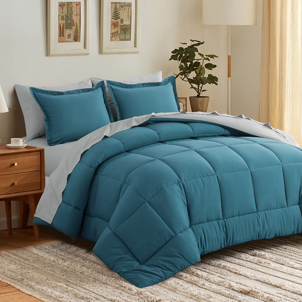 7 Piece Comforter Set Luxury Soft Fluffy Bedding All Season Bed in a Bag with Comforter Fitted Sheet Flat Sheet Pillowcases Hypoallergenic Breathable Easy Care Queen King Twin XL Full