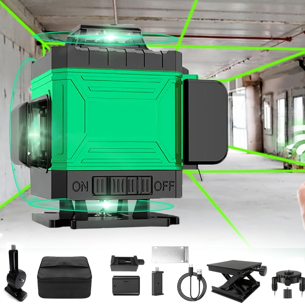 16-Line 4D Laser Level 360¡ã Self-Leveling Cross Line Laser with Rechargeable Battery ¨C Professional Rotary Laser for Construction, Tiling, Framing & Interior Alignment