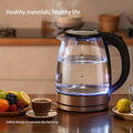 Glass Electric Kettle 2L Large Capacity ¨C 1000W Fast Boil, Anti-Dry Burn Protection, See-Through Design for Coffee Milk Tea, Kitchen Dining Room Living Room Use, 67.63oz