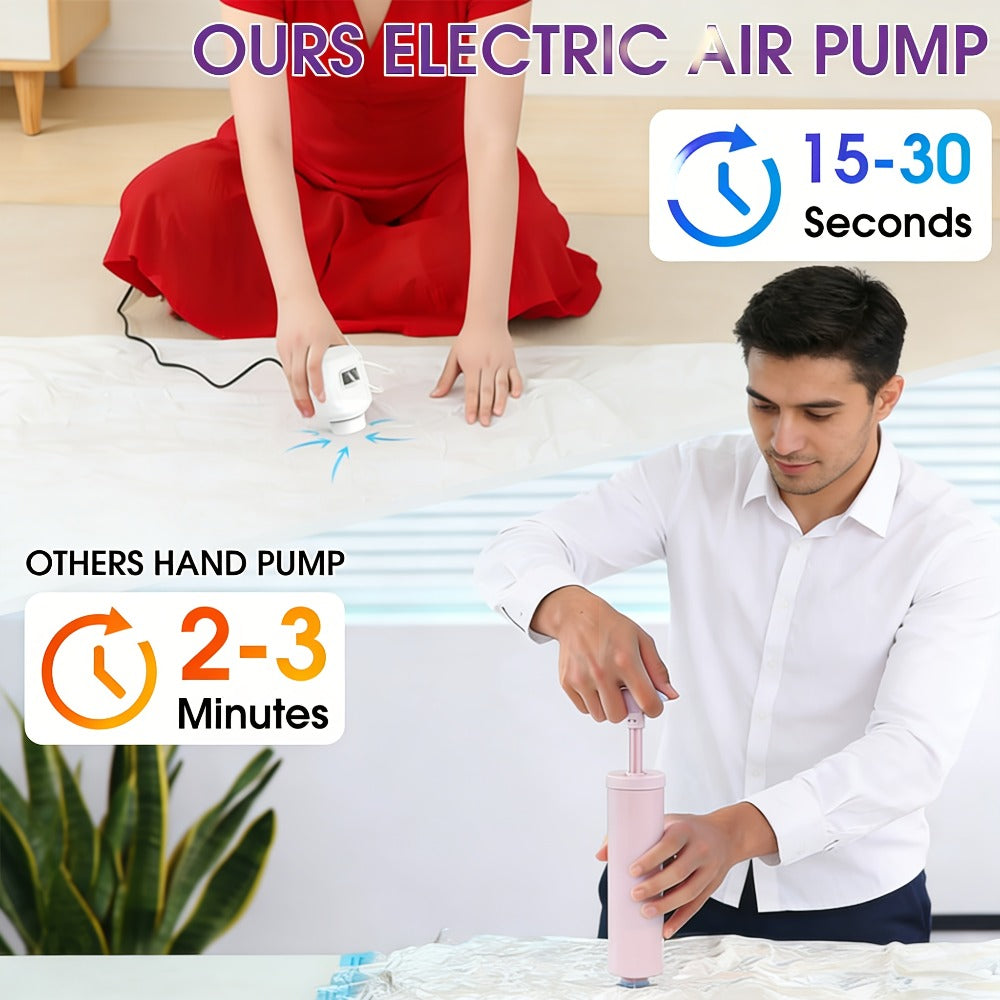 Vacuum Storage Bags with Air Pump, 20-21 Pack Reusable Compression Bags for Clothes, Quilts & Blankets ¡ª 4 Sizes Space-Saving Storage for Travel, Moving & Organizing | Transparent