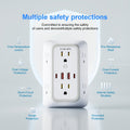 Outlet Splitter Wall Expander 10-in-1 with 6 AC Outlets 2 USB-A 2 USB-C Ports 3-Sided Plug Extender Surge Protector Night Light Compact Space-Saving Design for Home Dorm Apartment Office