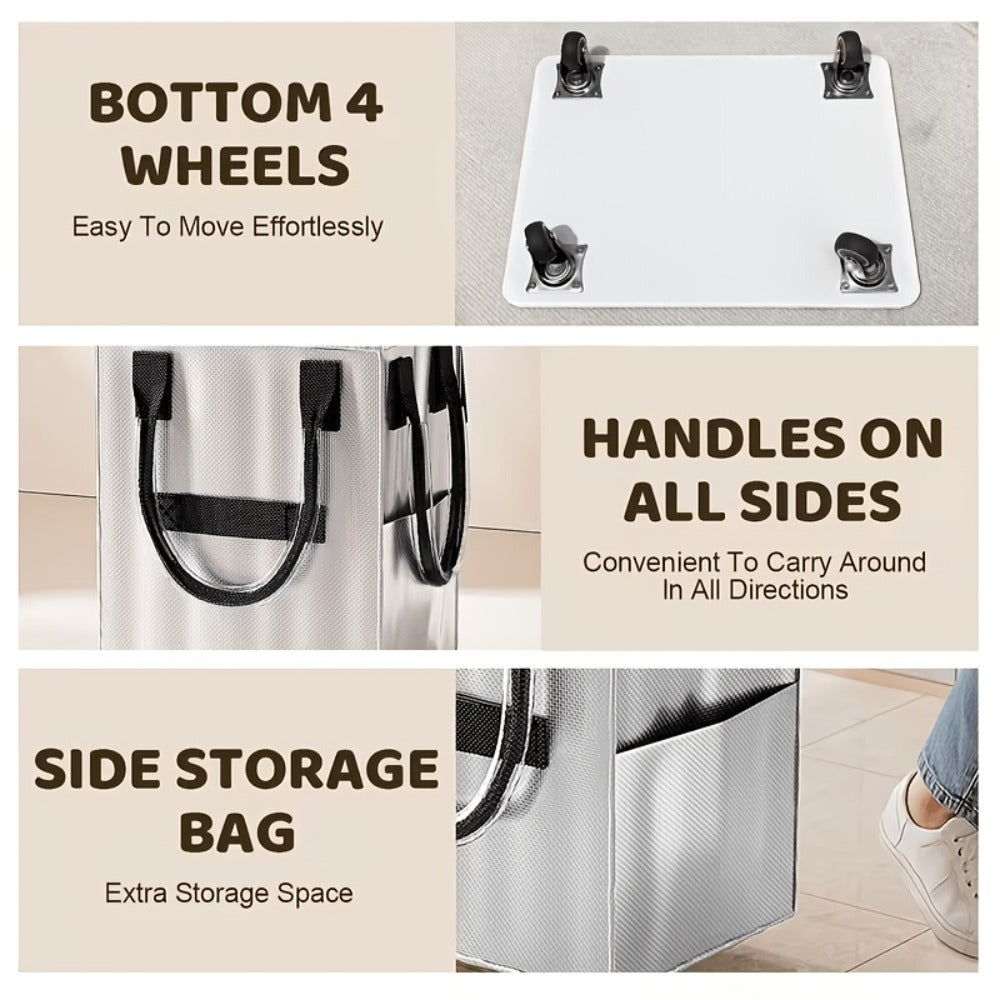 Rolling Grocery Bag with Wheels 60L Extra Large | 16 Gallon Heavy Duty Foldable Shopping Cart Waterproof | Multi-Function Travel Tote Utility Bag in Black Rose Gold