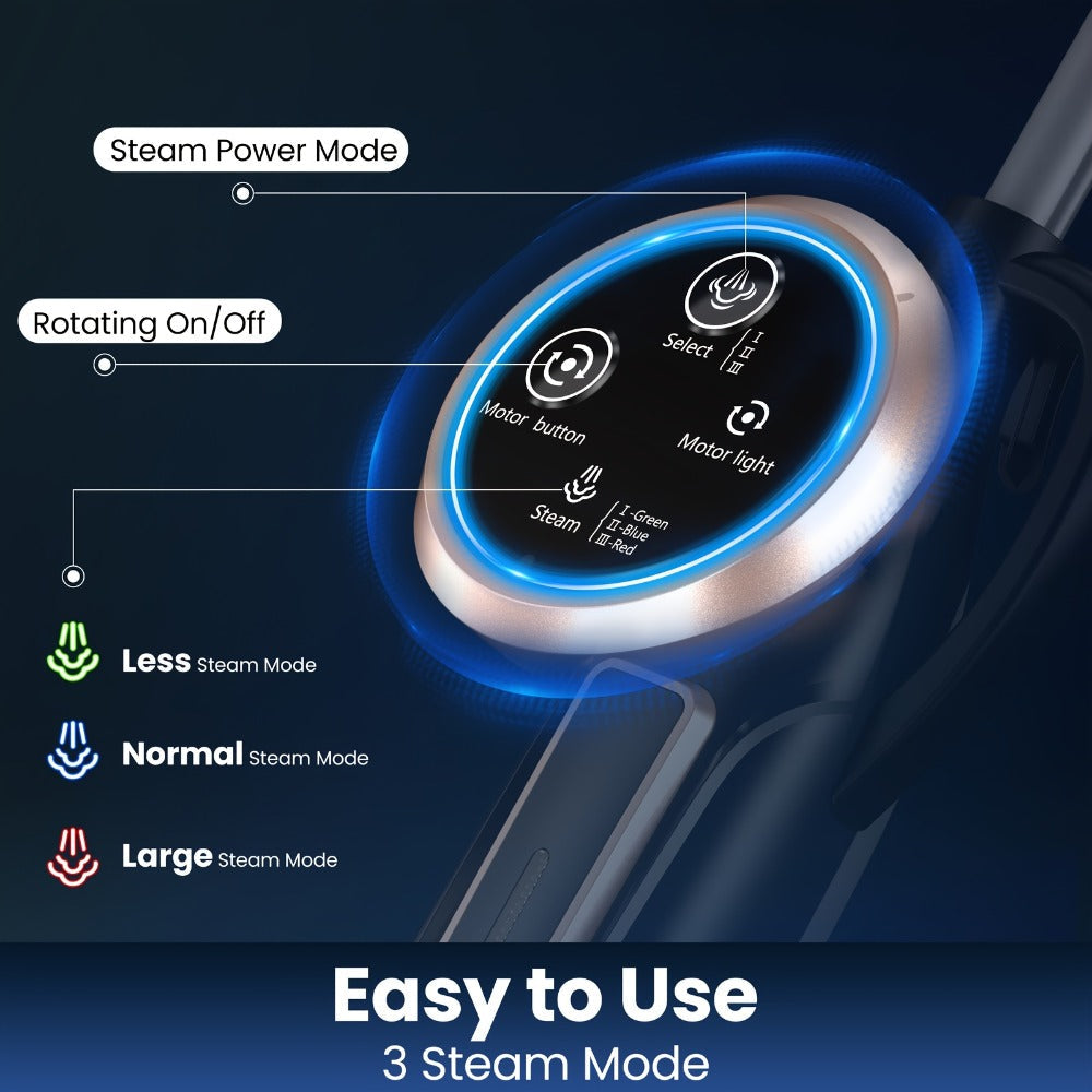 Steam Mop 10-in-1 Spinning Rotating Mop Pads with Steam Blaster Technology - 3 Steam Modes, LED Headlights, Lightweight Spin Mop for Hard Floor, Laminate & Marble, Washable Pads, VM6 Pro Series