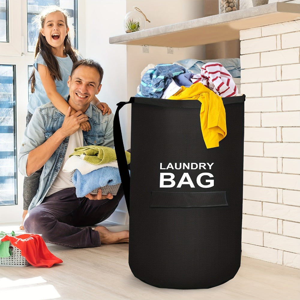 Large Laundry Bag Backpack with Adjustable Shoulder Strap | Foldable Portable Laundry Basket Machine Washable | Space Saving Hamper for Travel College Dorm Home Storage