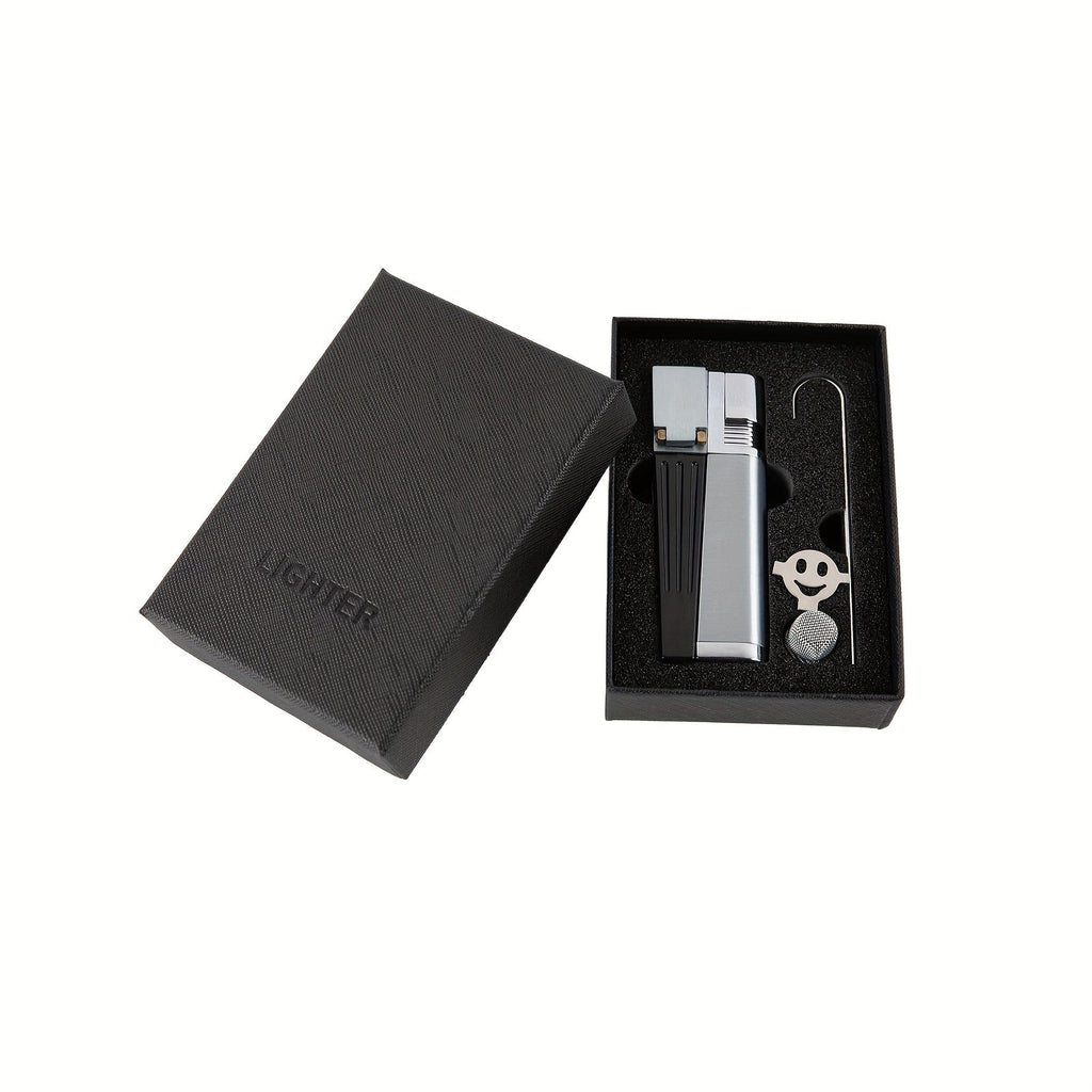 Folding Pipe Lighter Refillable 2-in-1 with Adjustable Flame, Metal-Crafted Durable Design, Gift Box Included ¨C Windproof Butane Lighter for Men, Outdoor, Christmas & Valentine¡¯s Day Gift