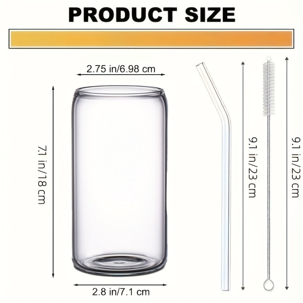 Glass Coffee Mug with Bamboo Lid & Straw | Iced Coffee Glass Cup Set, Mason Jar Mug, Reusable Drinking Glasses, Holiday Gift