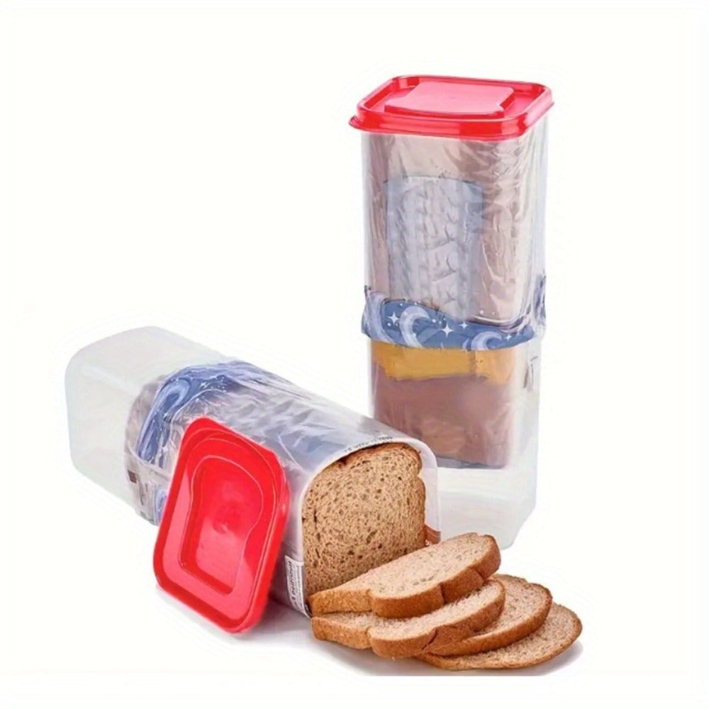 Bread Storage Container with Leak-Proof Lid - Stackable Spacious Toast Keeper Box Portable Reusable Food Storage for Kitchen Organization Camping Loaf Keeper