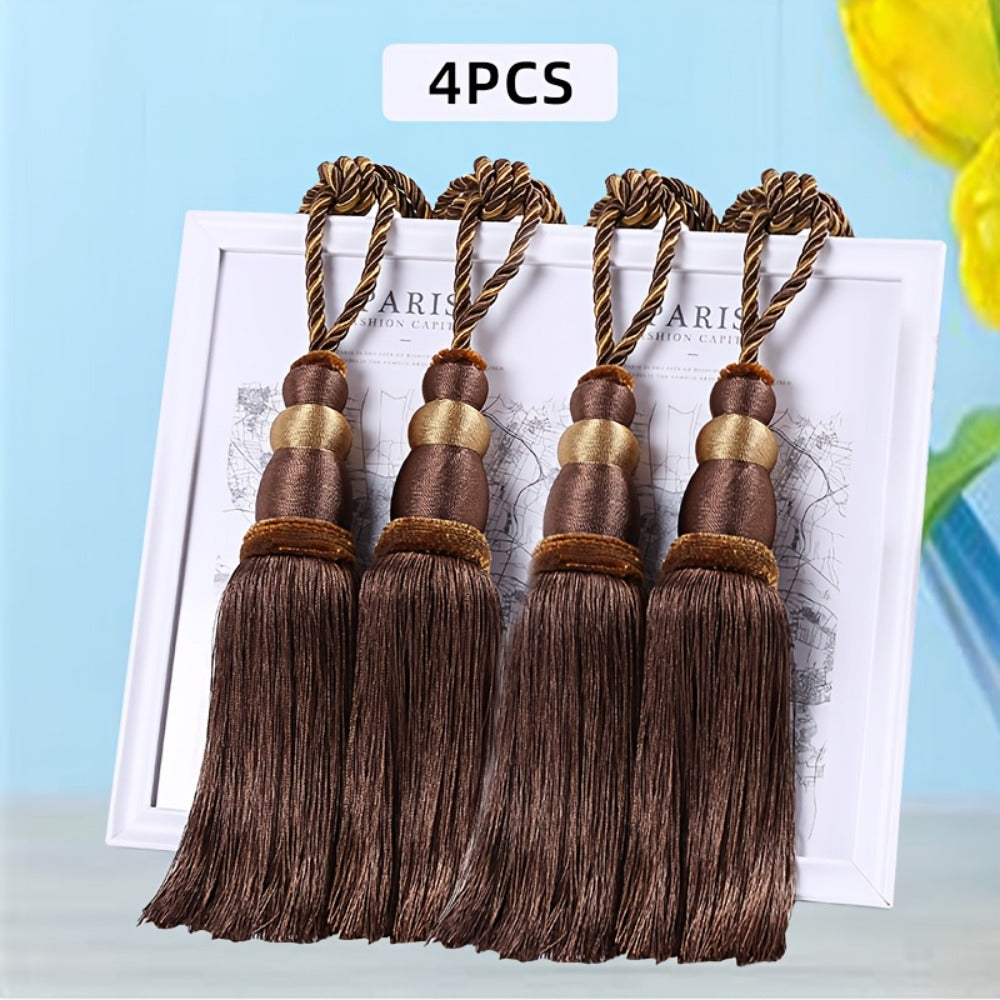 Curtain Tiebacks with Ball Tassels 4-Pack Silk Rope Curtain Ties Decorative Holdbacks for Window Dressing Home Decor