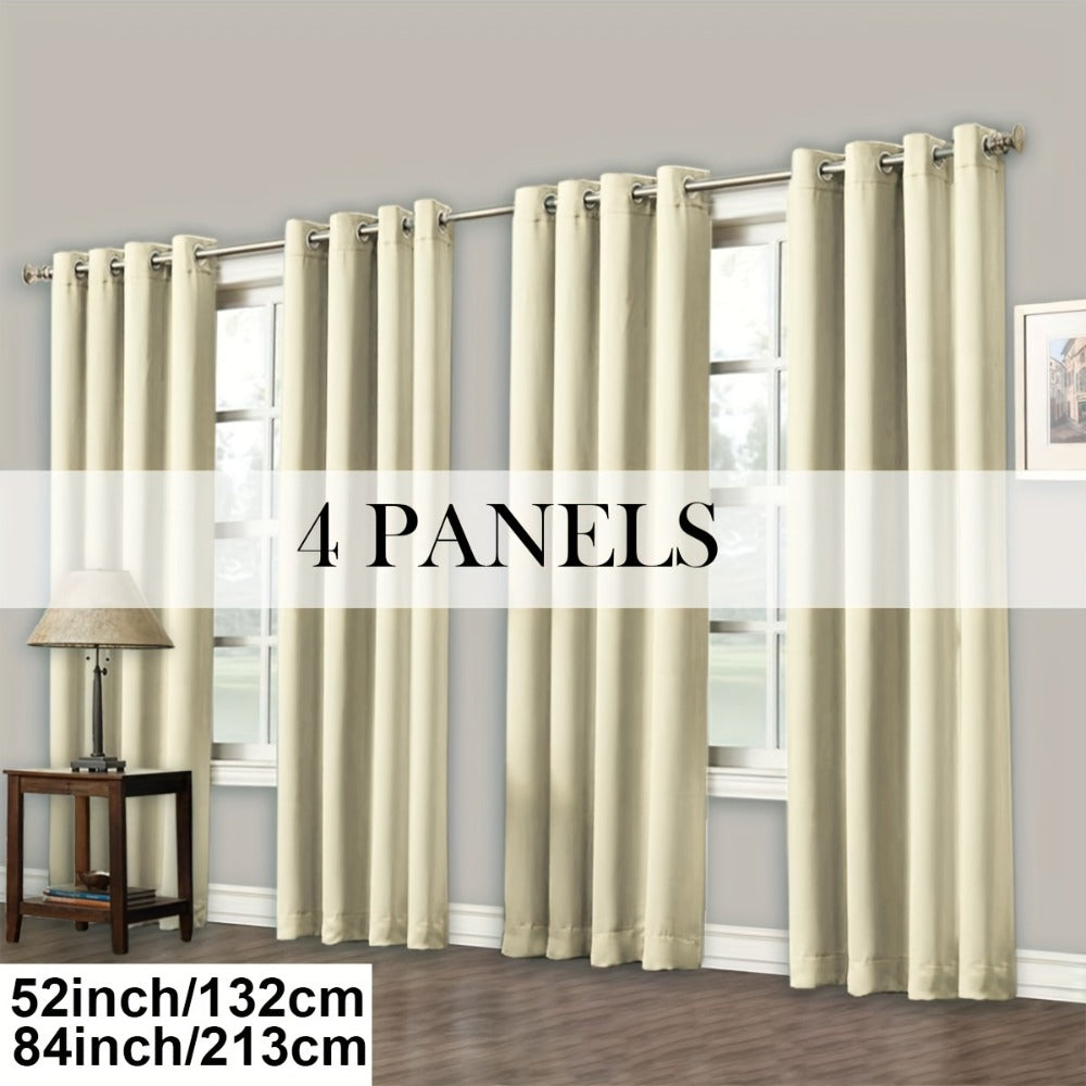 Blackout Curtains Grommet Top Room Darkening Window Drapes 4 Panels Set Living Room Bedroom