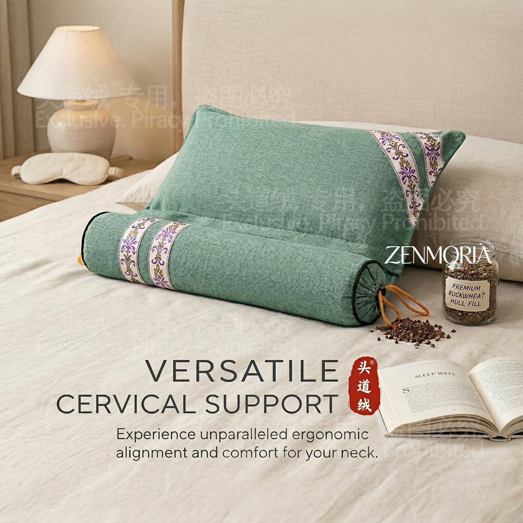 Detachable 2-in-1 Buckwheat Pillow ¨C Ergonomic Support & Adjustable Comfort for Better Sleep