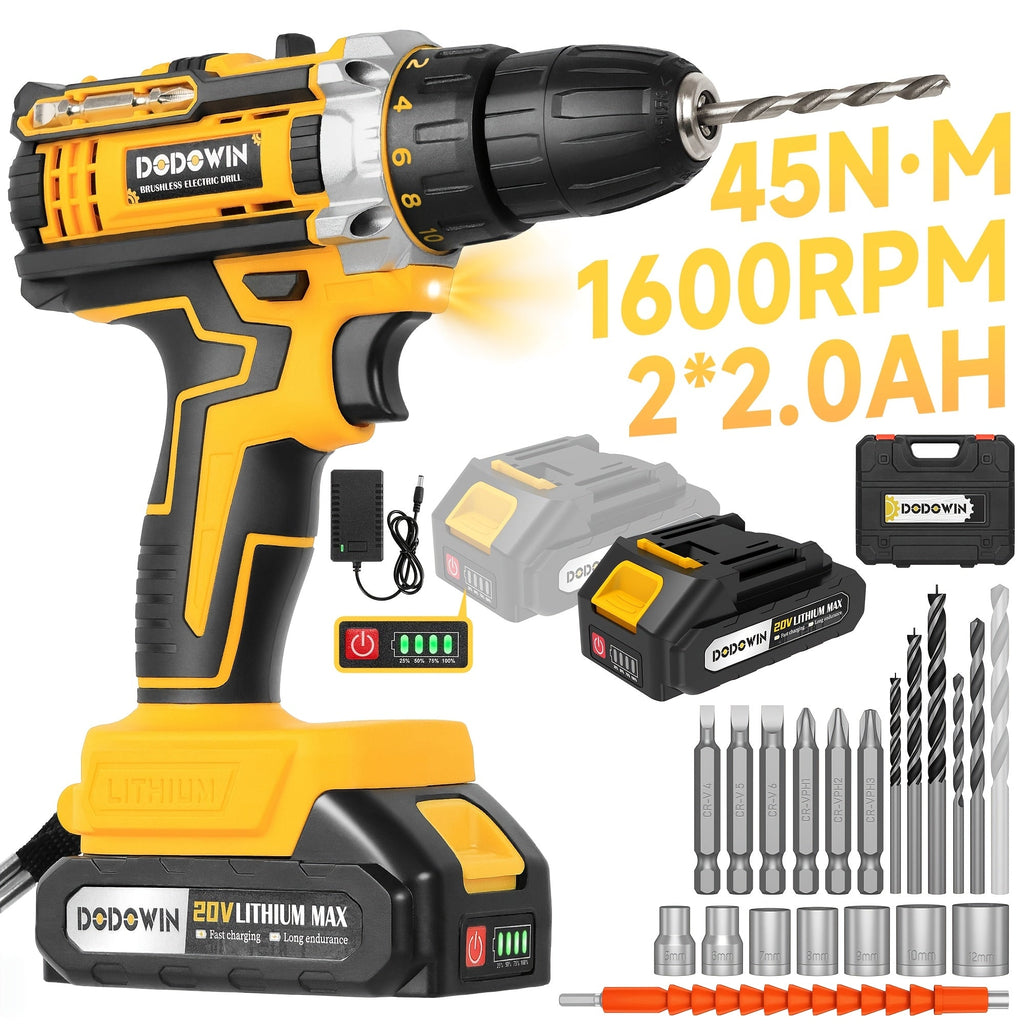 Cordless Impact Drill Set 12V / 21V Electric Drill Kit ¨C 45Nm Torque, 2-Speed, Keyless Chuck, LED Light, Battery & Charger Included, Up to 115pcs Accessories for Home Repair, DIY & Construction