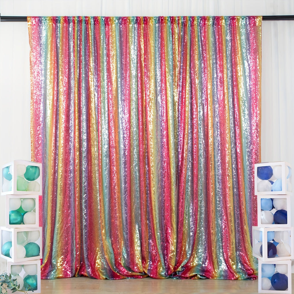 Sequin Backdrop Curtain for Party Wedding - 4x8ft Shimmering Glitter Curtain for Birthday Photo Booth Stage Decoration, Easy Hang, Multi-Color