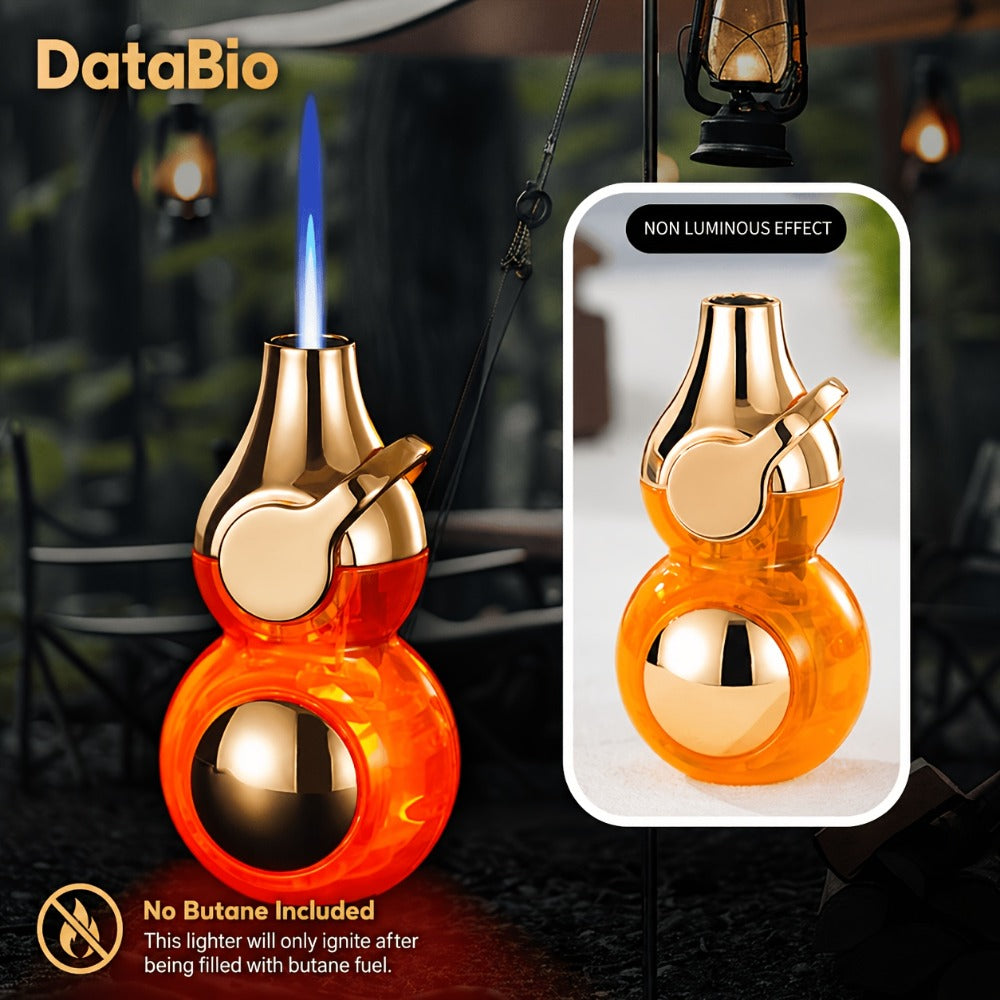 Torch Lighter Windproof Refillable Butane Aluminum Alloy Mini Portable Flashlight Lighter Rocker Ignition Transparent Gas Window Candle Campfire Camping Gift Black Orange White