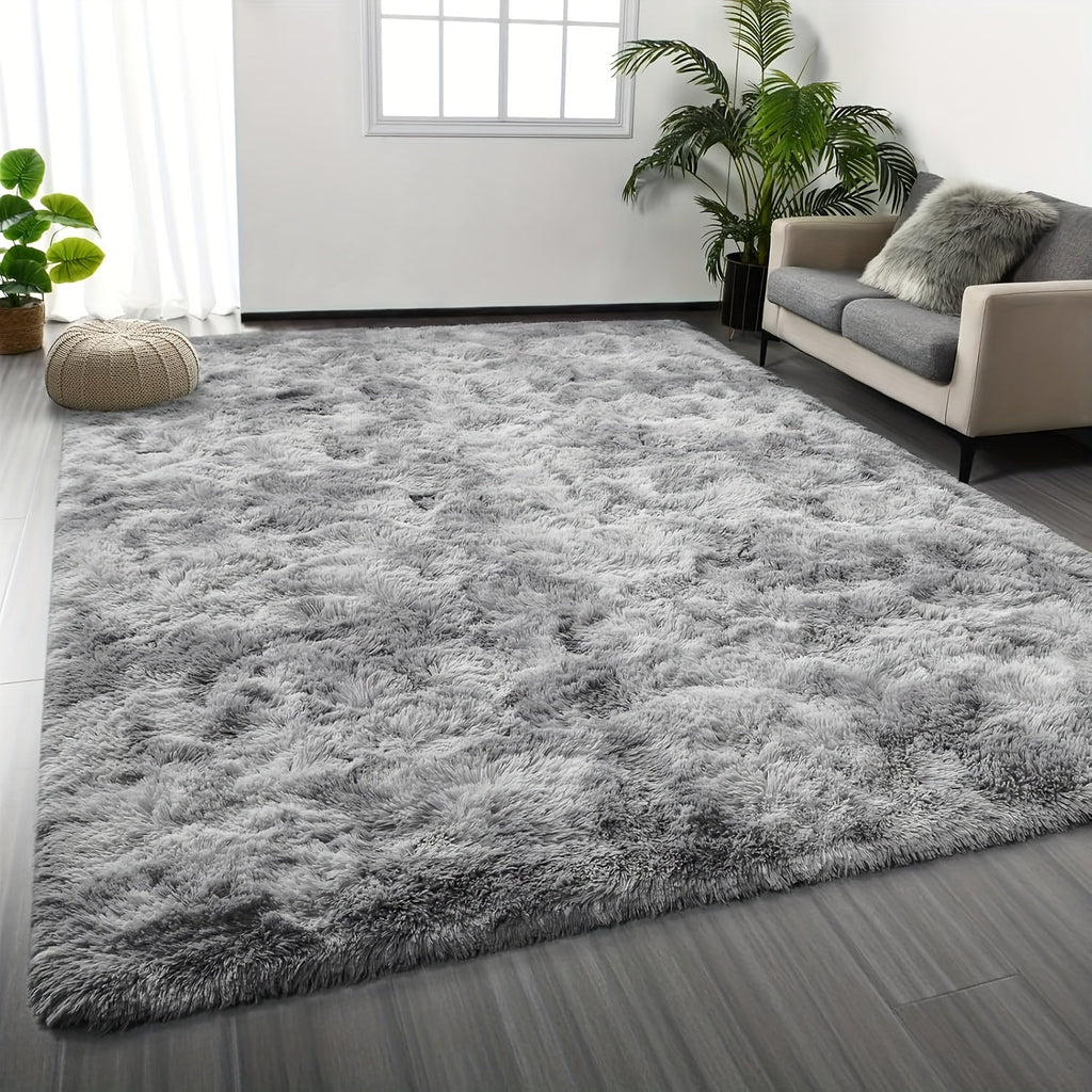 Shaggy Plush Area Rug - Soft Fluffy Carpet for Living Room, Bedroom & Sofa | Non-Slip Machine Washable Tie-Dye & Solid Color Long Pile Rug | Luxury Home Decor Floor Mat in Multiple Sizes & Colors