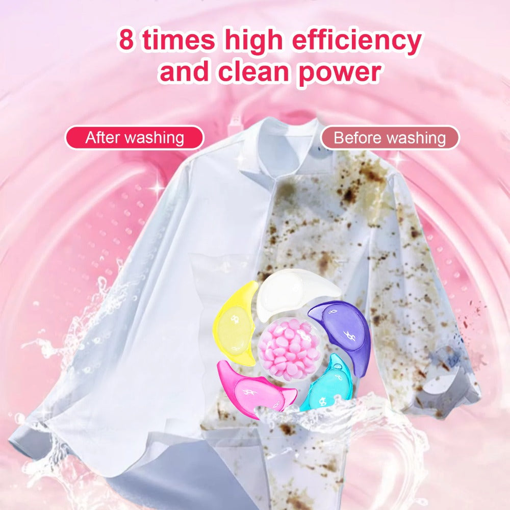 Laundry Detergent Pods 50 Count 6-in-1 Laundry Beads Stain Removal Long-Lasting Fragrance Freshening Beads Deep Clean Fabric Softening Brightening All-in-One Laundry Pods 1 Box