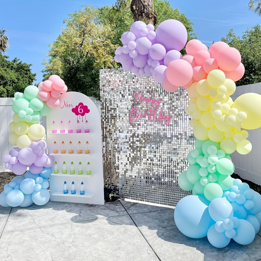 Pastel Balloon Set 370pcs ¨C 10 & 5 Inch Macaron Latex Balloons with Wreath Kit for Birthday Party, Wedding, Graduation & Celebration Decorations