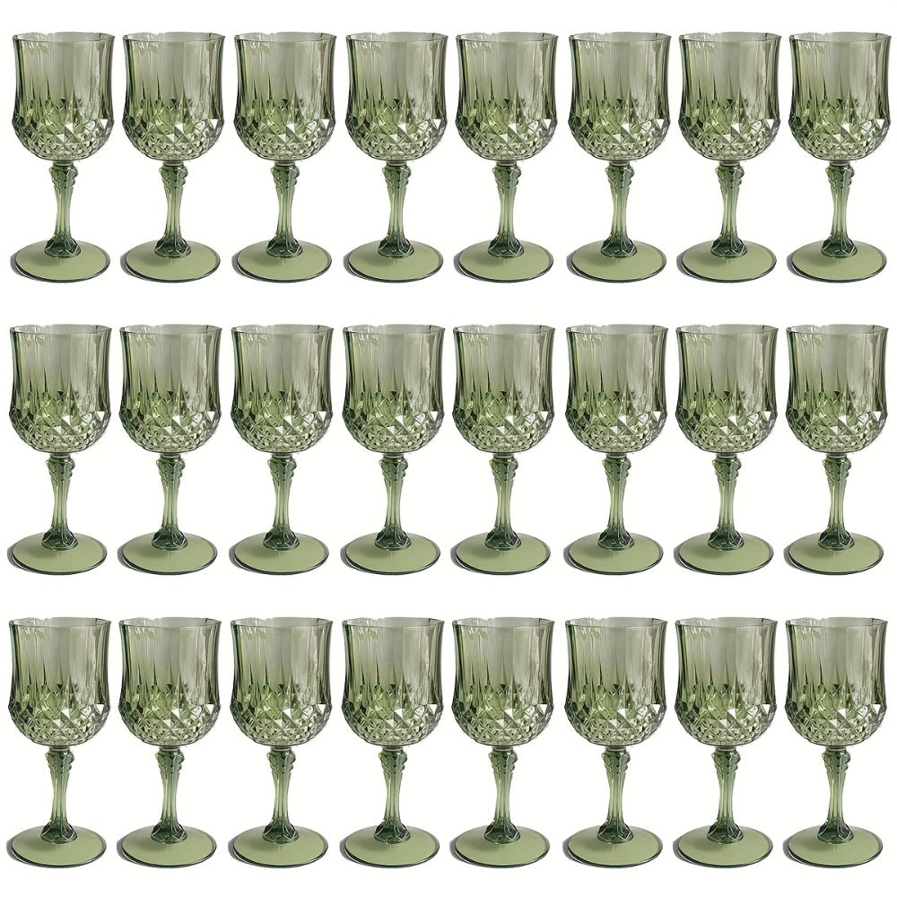 Plastic Wine Glasses 24 Pack ¨C Colorful Shatterproof Goblets for Parties, Weddings & Events ¨C Reusable Vintage-Style Stemmed Cups ¨C Lightweight Bulk Drinkware in Pink, Gold, Blue, Rose Gold & Green