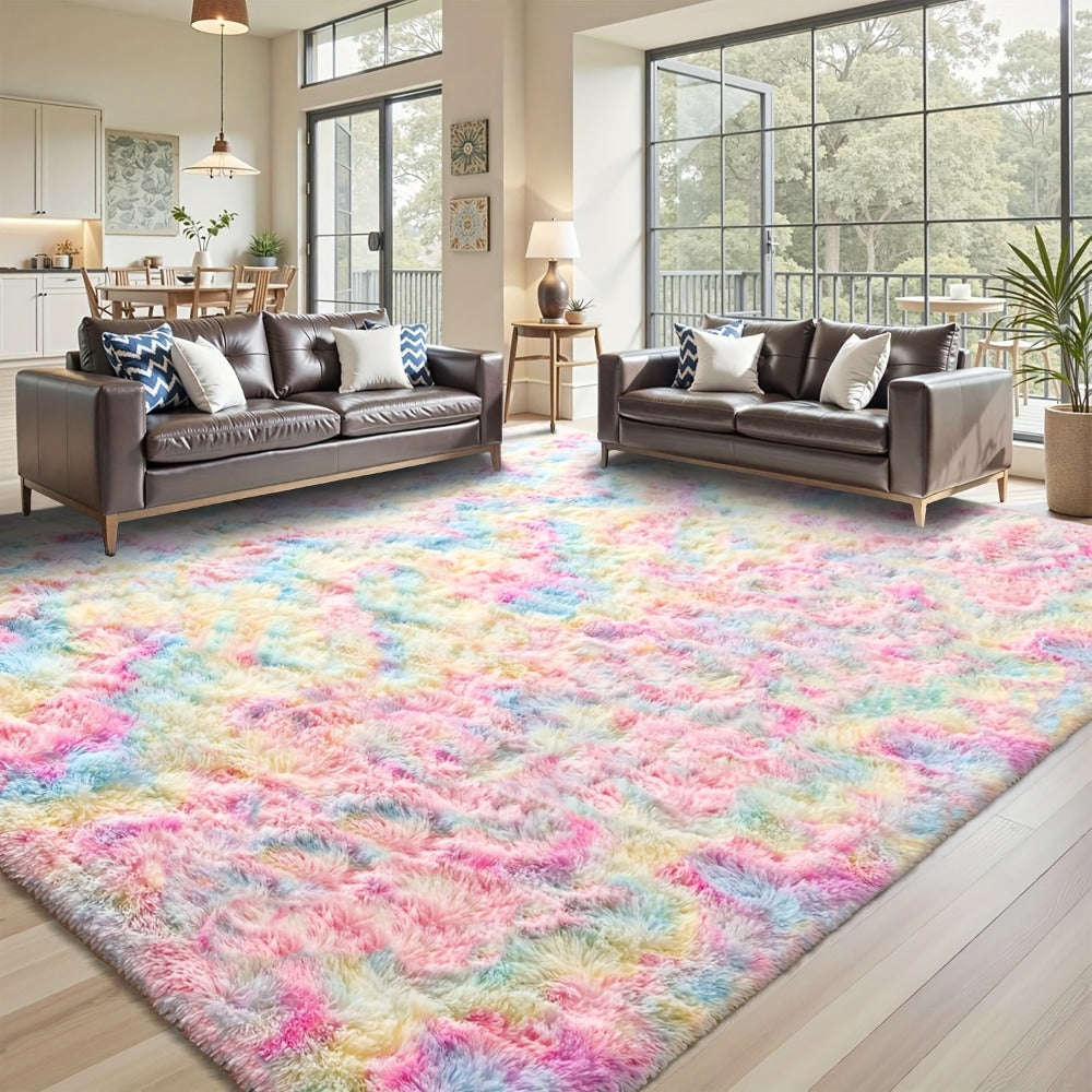 Shaggy Area Rug Soft Plush Fuzzy Carpet Non-Slip Tie-Dye Design for Bedroom Living Room Nursery Dorm ¡ª Pet Friendly Machine Washable Multiple Sizes & Colors