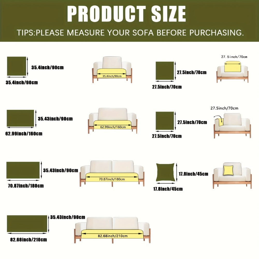 Chenille Ribbed Sofa Cover - Pet Friendly Non-Slip Machine Washable Soft Stretch Slipcover for 1-4 Seater Sectional Sofa Living Room Bedroom Office, 9 Colors