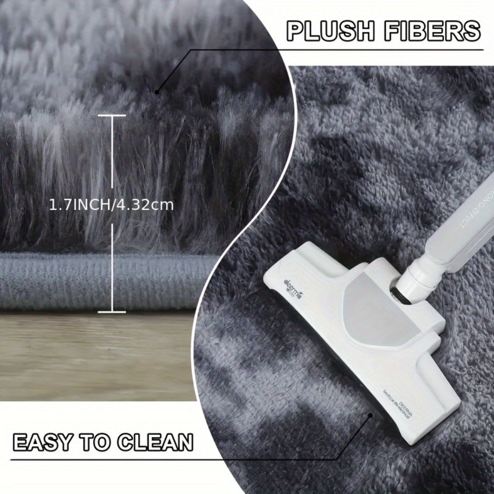 Plush Area Rug Tie-Dye & Solid Color - 100% Polyester Soft Fluffy Anti-Slip Machine Washable Carpet | Luxury Bedroom, Living Room & Sofa Floor Mat | Upscale Home Decor Rug in Multiple Colors & Sizes