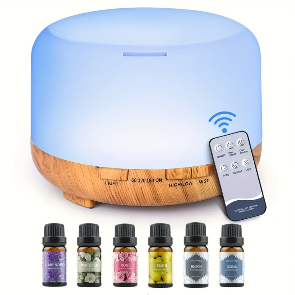 Essential Oil Diffuser Humidifier with 7 Color Night Light & Auto Shut-Off | USB Ultrasonic Aromatherapy Diffuser for Home, Office, Yoga & Spa | 300ML 500ML 16.91oz