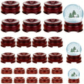 Crystal Sphere Stands 24pcs 3 Sizes, Wood Ball Holder Display Stand for Crystal Balls Eggs Gemstone Rocks, Dark Red Wooden Ring Stand for Home Decor 1.2 1.4 1.6 Inch