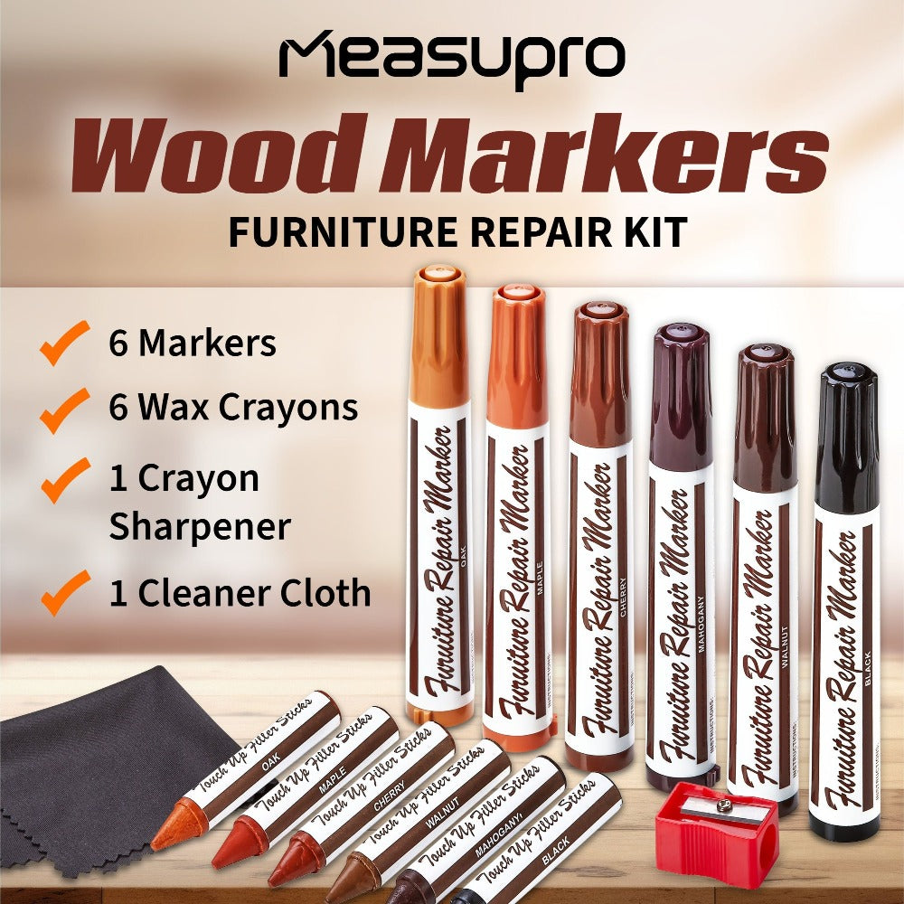 Wood Scratch Repair Kit Furniture Touch Up Markers Scratch Stain Repair Pens for Wood Furniture Tables Desks Floors Bedposts Cabinets Dark Light Mixed Colors 13 PC or 34 PC Carpenter Essential