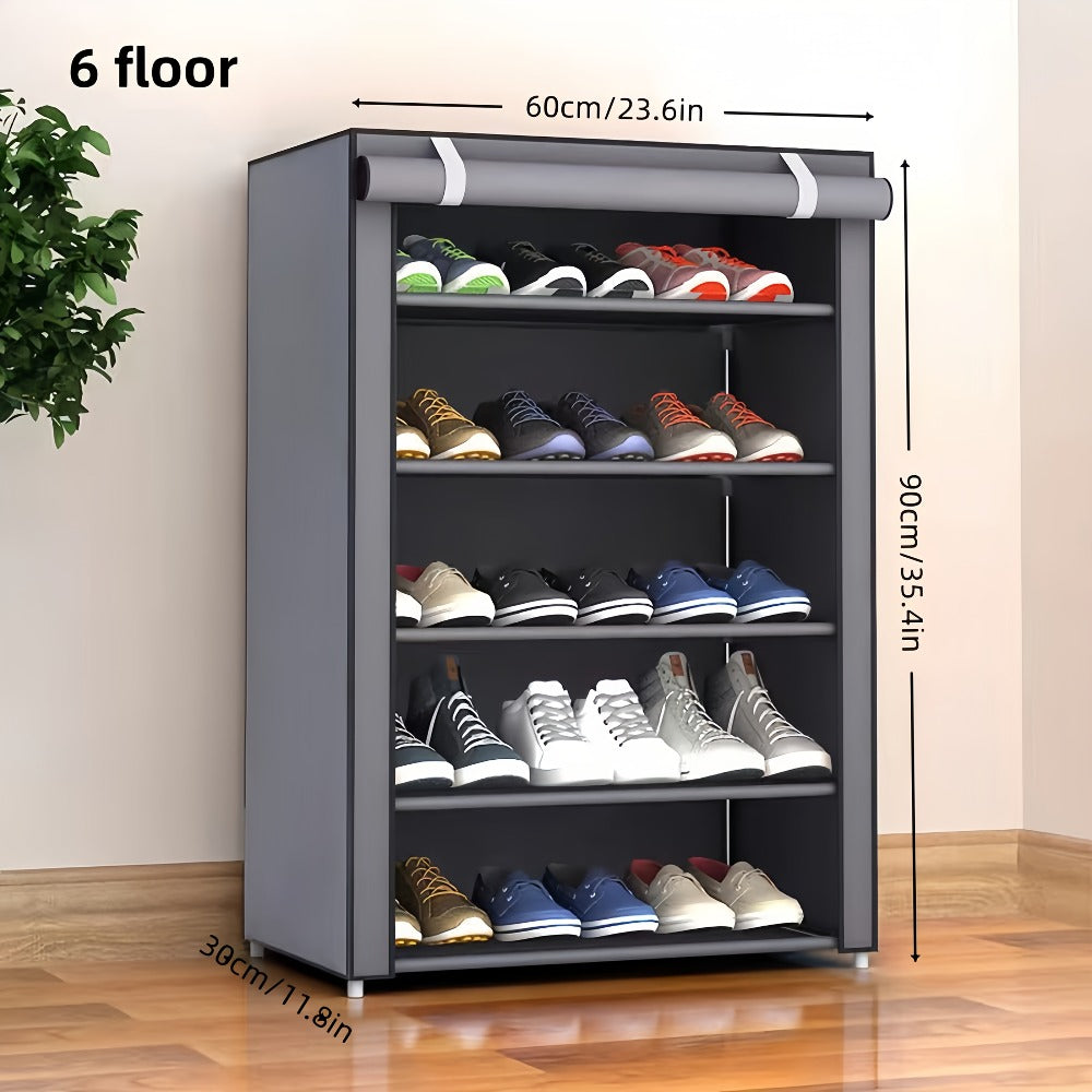 Shoe Rack with Dust Cover ¨C 6/8/10 Tier High-Capacity Space Saving Shoe Organizer, Easy Assembly, 12mm Pipe, Entryway Closet & Wardrobe Storage Rack