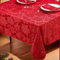Christmas Tablecloth Red Floral Jacquard Rectangle Table Cover for Holiday Dinner Party Indoor Outdoor