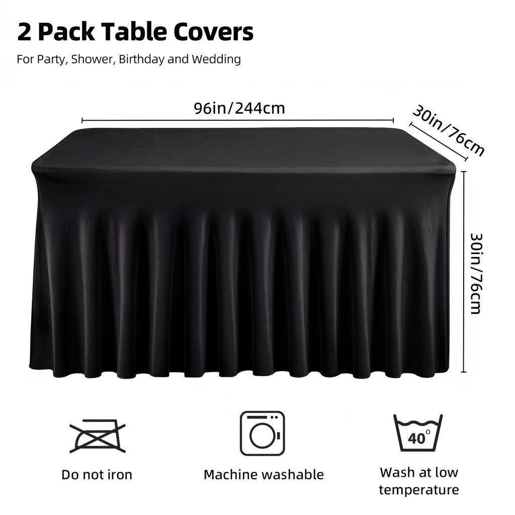 Table Skirts Tulle Table Cloth Rectangle 4ft 6ft Black White Non-Woven Fabric Table Skirt for Birthday Party Graduation Wedding Family Dinner Christmas Holiday Decoration