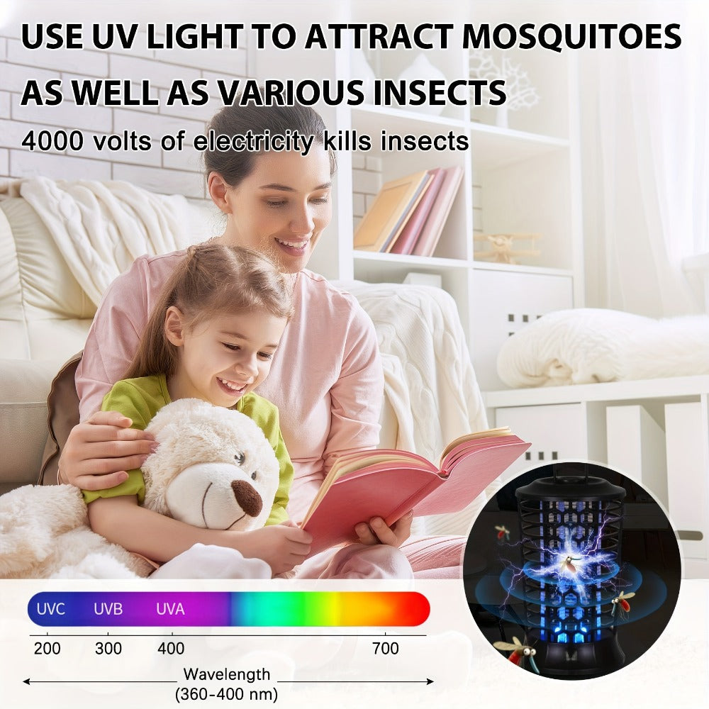 Indoor Bug Zapper Electric ¨C Powerful Mosquito Killer & Fly Zapper with Bug Collector Tray, Easy Clean, Silent Operation, Plug-In Insect Trap for Bedroom, Kitchen, Office & Home Use