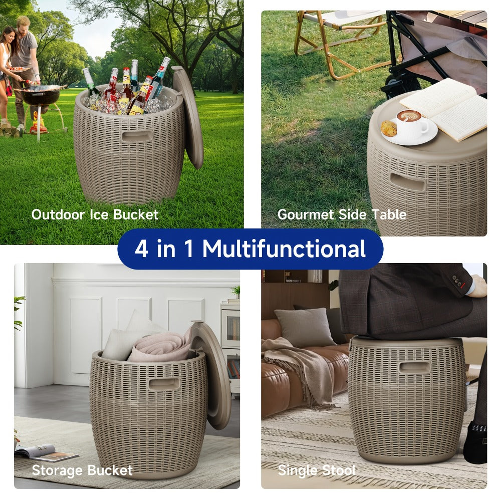 Insulated Ice Bucket with Drain Plug - Large Capacity Food-Grade Plastic Cooler for Parties, Camping, BBQ & Outdoor Events