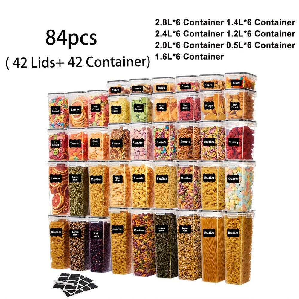 Pantry Storage Containers with Lids Labels and Markers - Airtight Kitchen Food Storage Set for Sugar Flour Pasta Grains Nuts Coffee Tea Beans Baking Supplies Organization