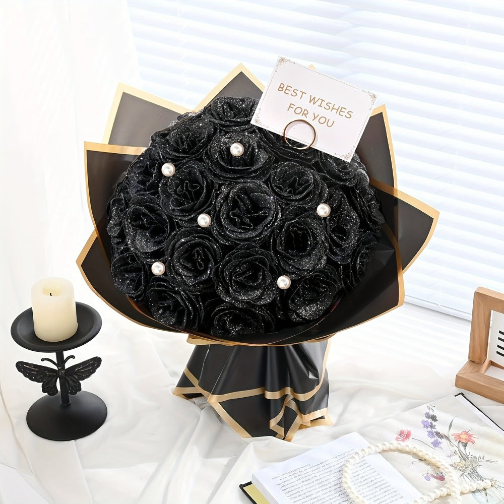 Artificial Flash Rose Bouquet 24/36 Pcs ¨C Simulation Shiny Fake Roses for Wedding, Engagement, Anniversary & Holiday Decorations, Multiple Colors