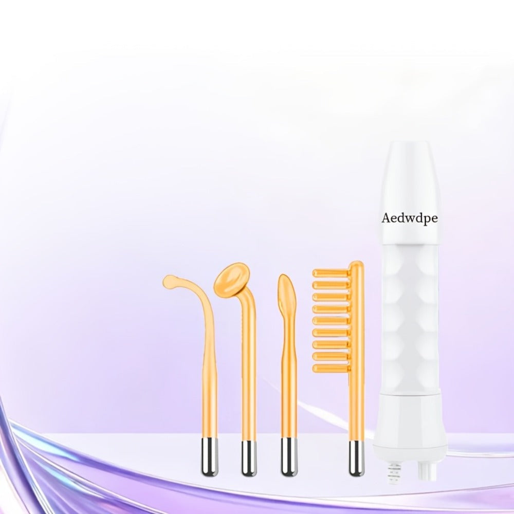 High Frequency Facial Massager 4-in-1 Professional Skincare Tool, Compact Plug-In High Frequency Wand for Face Acne Wrinkles Hair Growth, Elegant White Gift for Women Girlfriends Mothers