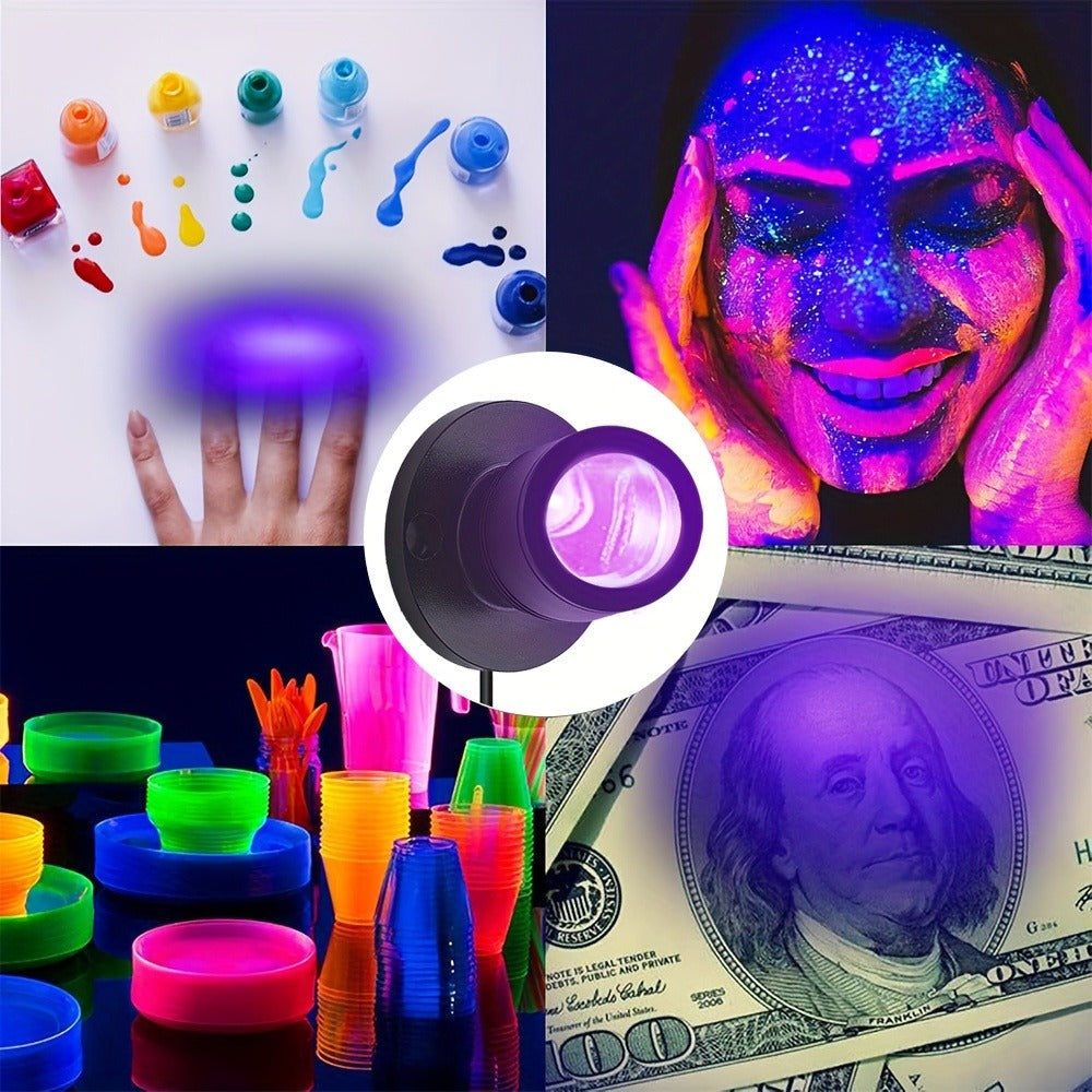 LED UV Blacklight USB Powered Mini Spotlight ¨C Glow Party, Tapestry & UV Reactive Decoration with On/Off Switch