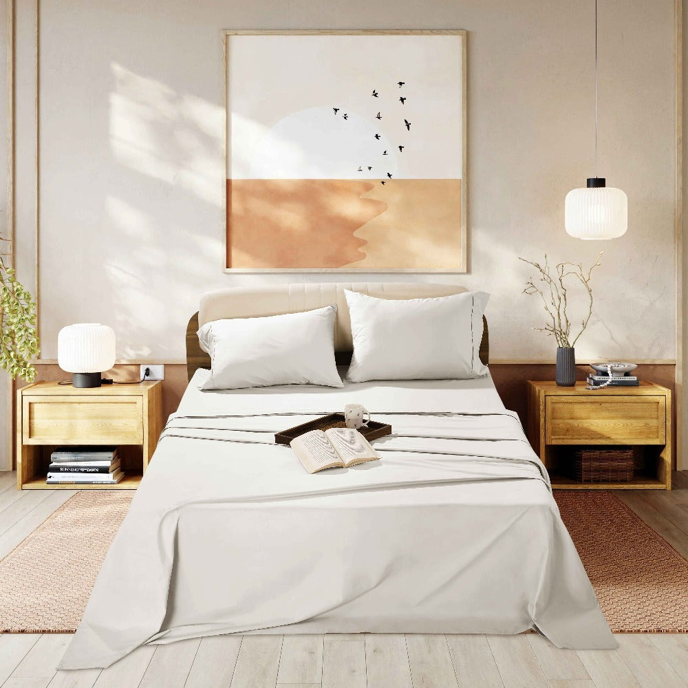 Egyptian Cotton Sheet Set 1000 Thread Count - Deep Pocket Fitted Sheet, Sateen Weave, Breathable Soft Bedding Set for King Queen Full Twin