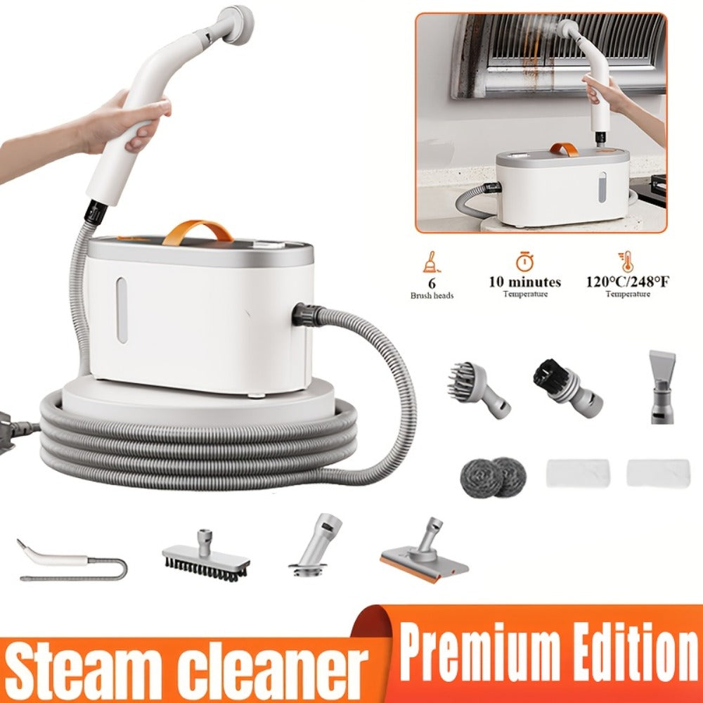 Portable Steam Cleaner 1200W, 2.3Bar High-Pressure Handheld Steam Cleaner 15-Second Heat-Up, 750ML Tank, 9-Piece Accessory Kit for Tile, Grout, Floor, Car, Kitchen & Bathroom Deep Cleaning