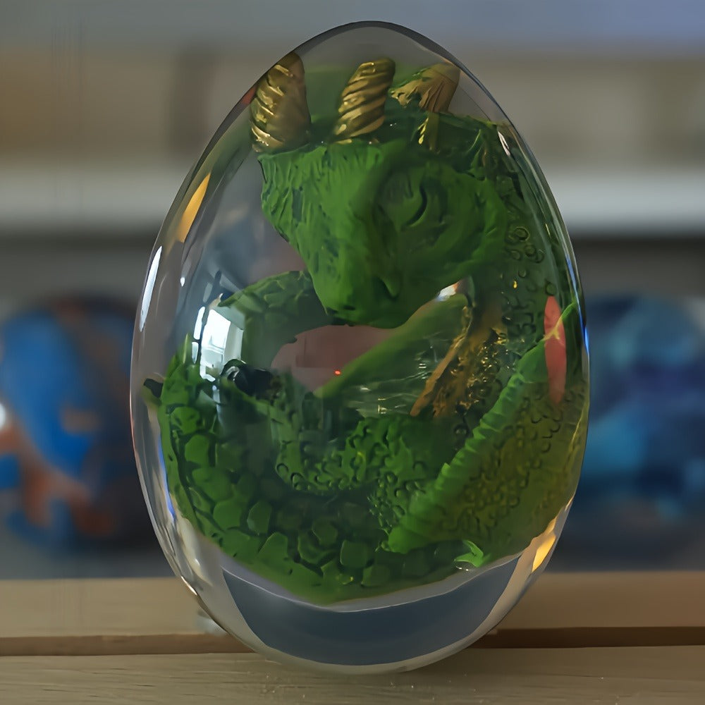 Dragon Egg Statue Crystal Transparent Resin Dinosaur Egg Figurine Handcrafted Collectible for Fantasy Lovers Home Decor Shelf Display Birthday Gift