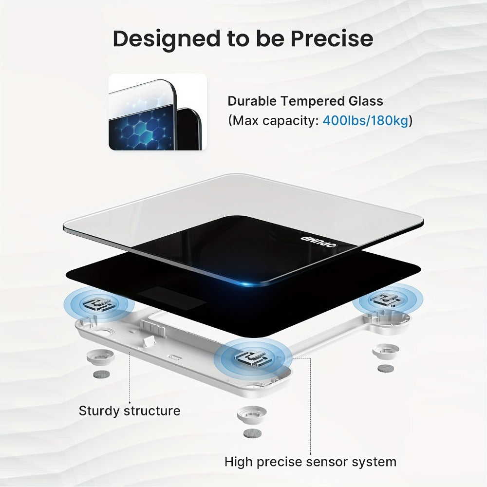 OPUMP Bathroom Scale 400lb ¨C Highly Accurate Digital Body Weight Scale with Backlit LED Display, Batteries Included, Measures up to 400lb/180kg, Multiple Colors ¨C Black Marble, Bronze, Sapphire & More