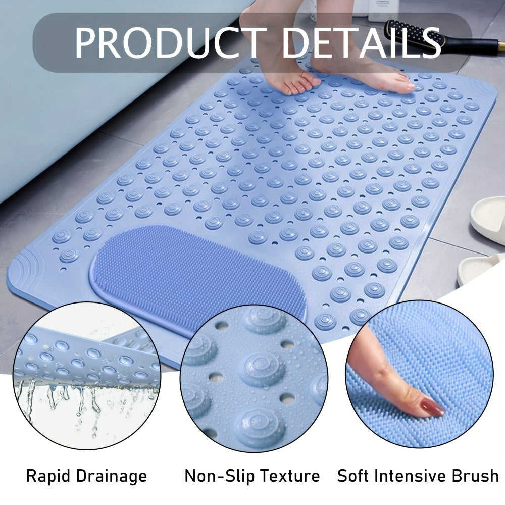 Non-Slip Bath Mat with Massage Texture Extra Large Shower Tub Mat Anti-Slip Bathtub Mat