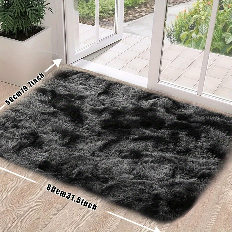 Tie-Dye Plush Area Rug Soft Non-Slip - Absorbent Machine Washable Fluffy Mat for Living Room Bedroom Bathroom, Modern Luxury Home Accent Rug, Dark Gray Black Light Gray Pink, 2 Sizes